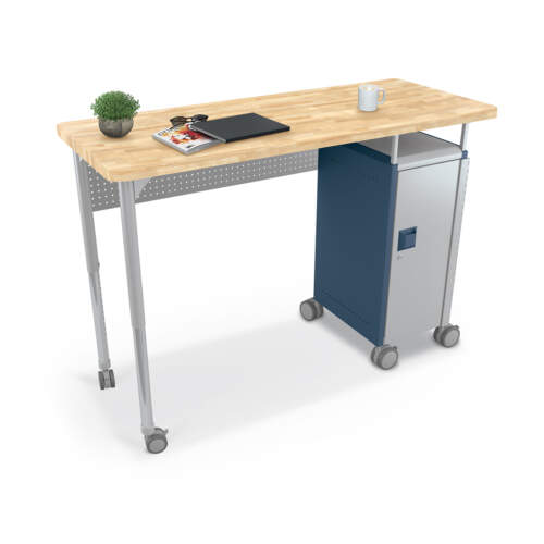 Compass Single Cabinet Teacher Desk – Butcher Block Top