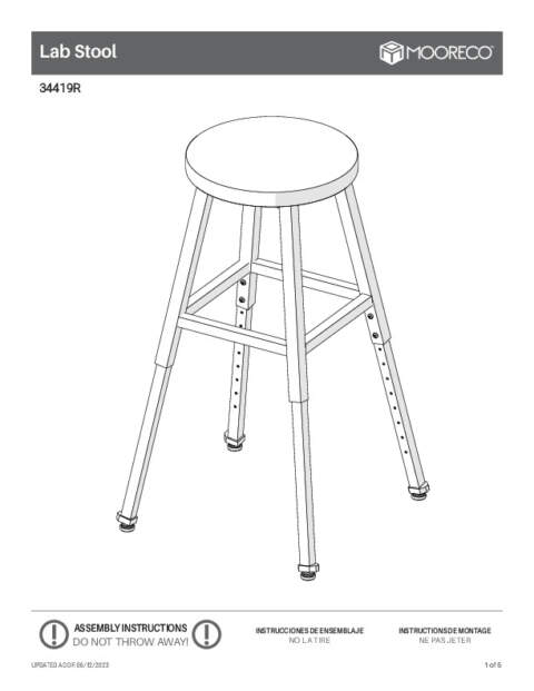 Lab Stool Assembly Instructions