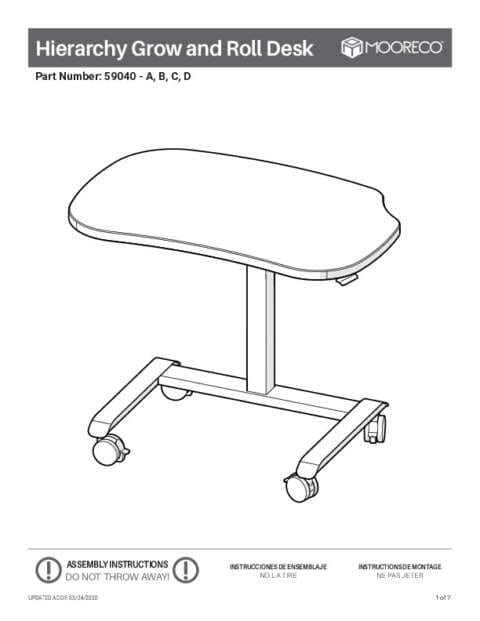 Hierarchy Grow & Roll Desk Assembly Instructions