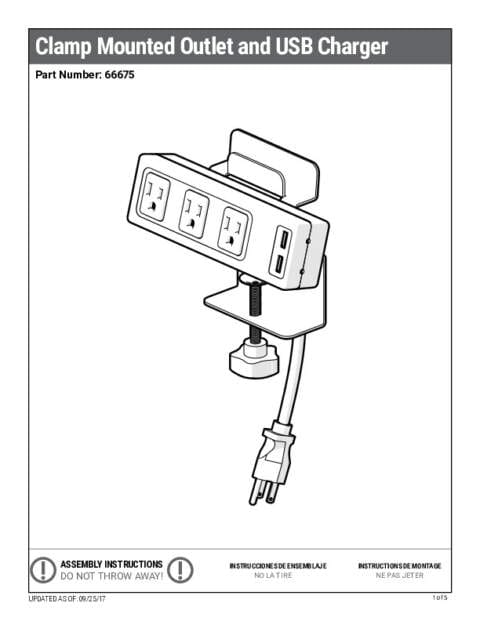 Clamp Mount Outlet & USB Charger Assembly Instructions