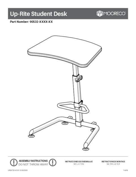 Up-Rite Student Desk Assembly Instructions