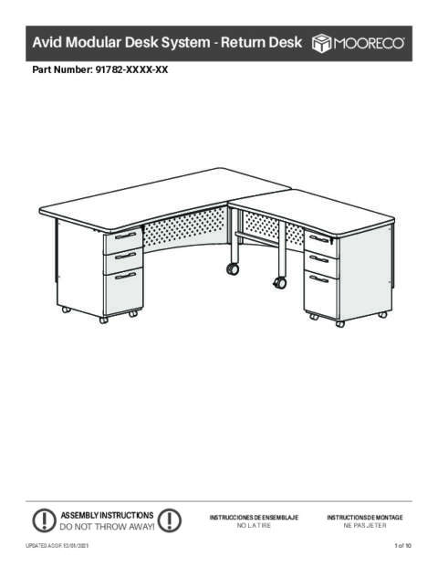 Avid Modular Desk System 91782 Assembly Instructions