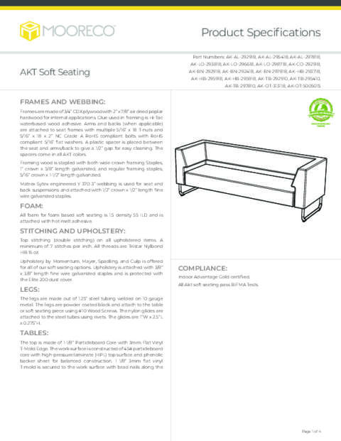 Akt Lounge Soft Seating + Table Spec Sheet