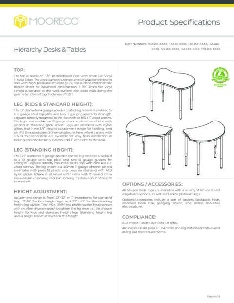 Hierarchy Desk & Table Spec Sheet