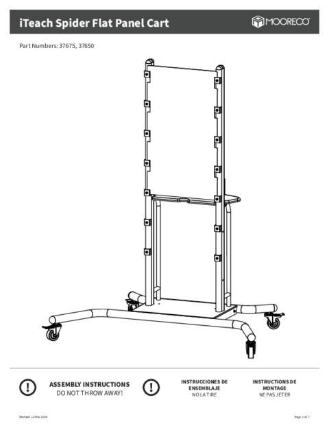 iTeach Spider Flat Panel Cart Assembly Instructions