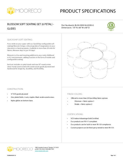 Blossom Soft Seating Set (6 Petal) Spec Sheet