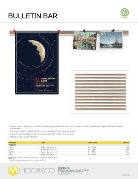 Bulletin Bar Feature Sheet