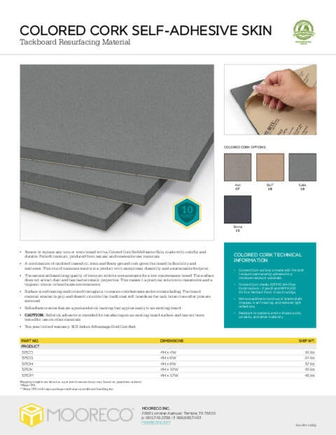 Colored Cork Self-Adhesive Skin Feature Sheet