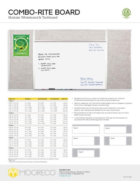 Combo-Rite Board Feature Sheet