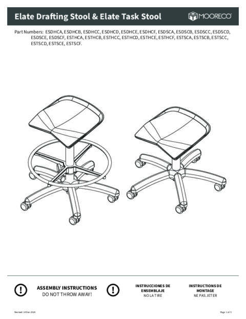 Elate Drafting + Task Stool Assembly Instructions