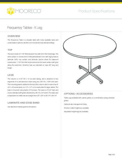 Frequency Table X-Base Spec Sheet