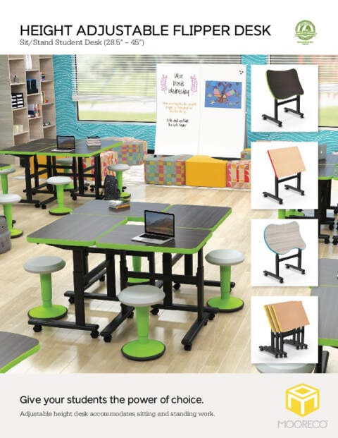 Height Adjustable Flipper Desk Feature Sheet