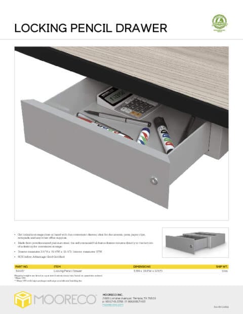 Locking Pencil Drawer Accessory Feature Sheet
