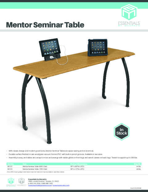 Mentor Seminar Table Feature Sheet