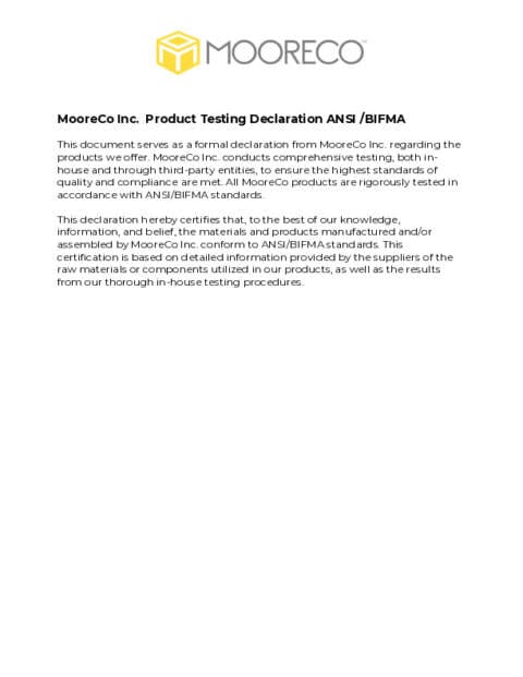 ANSI / BIFMA Declaration