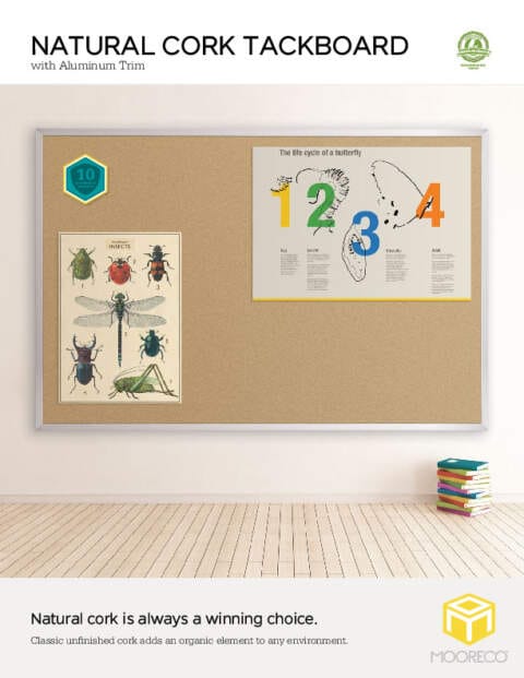 Natural Cork Tackboard Aluminum Feature Sheet