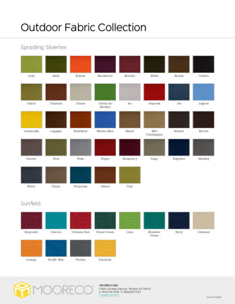 Outdoor Fabric Swatch Card