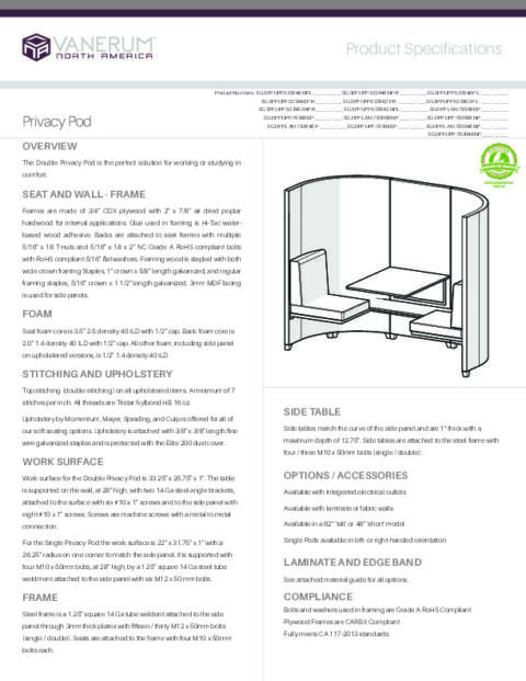 Privacy Pod Spec Sheet