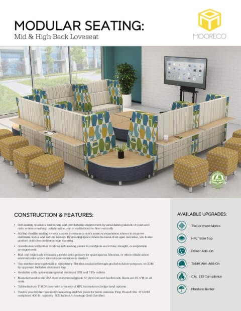 Mid & High Back Loveseat Feature Sheet