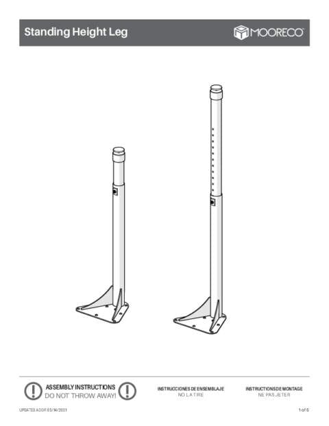 Standing Height Hierarchy Leg Assembly Instructions