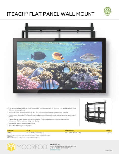 iTeach Flat Panel Wall Mount Feature Sheet