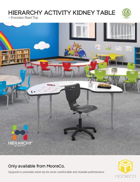 Hierarchy Activity Kidney Table + Porcelain Steel Top Feature Sheet