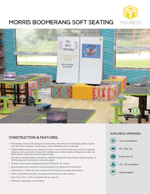 Morris Boomerang Soft Seating Feature Sheet