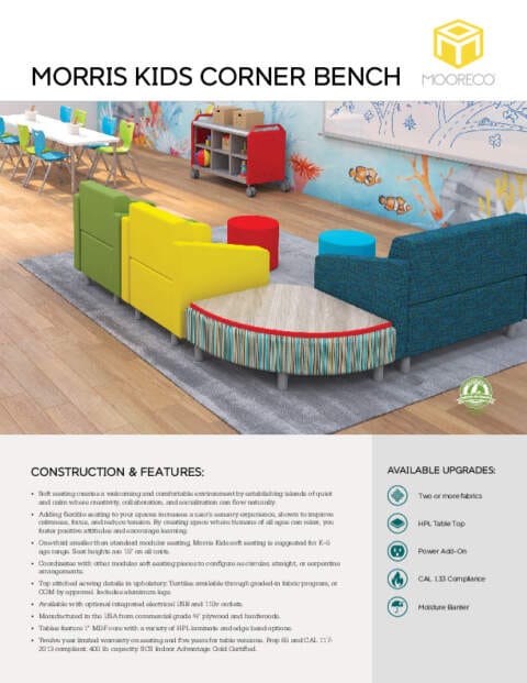 Morris Kids Corner Bench Feature Sheet