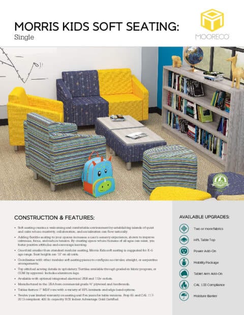 Morris Kids Soft Seating Single Feature Sheet