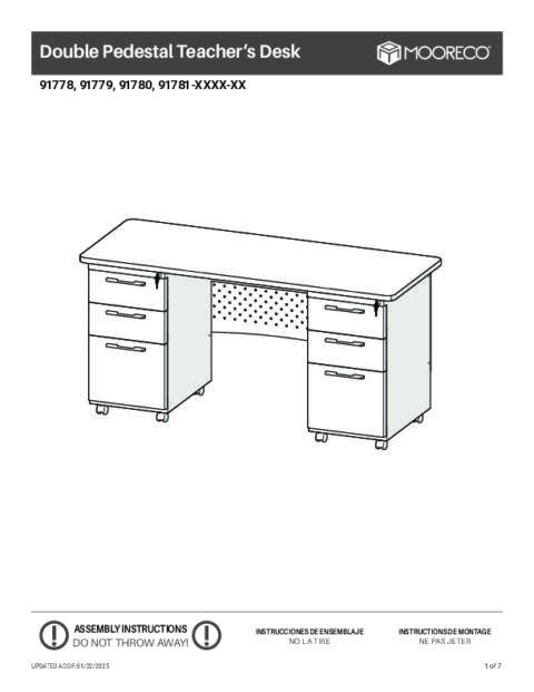 Avid Modular Desk System w-Double Pedestal 91778-91781 Assembly Instructions