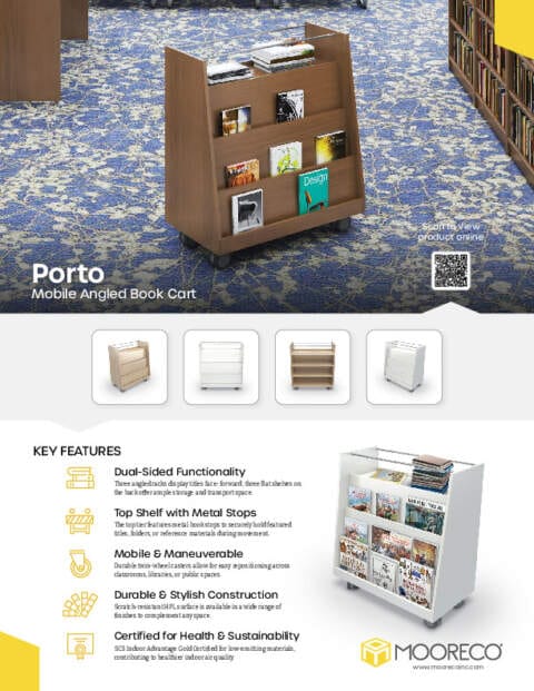 Porto Mobile Angled Book Cart Feature Sheet