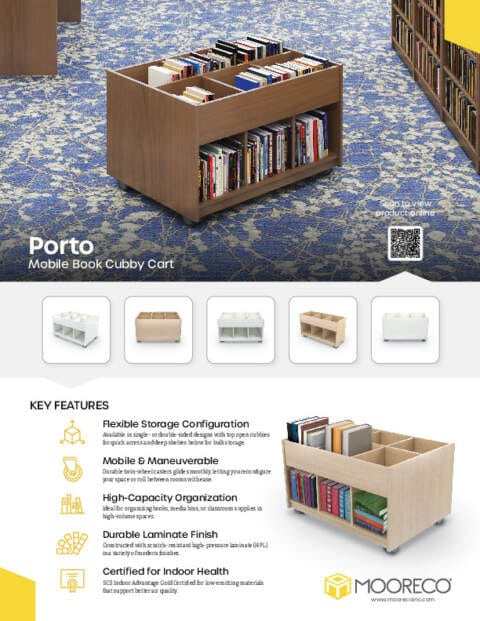 Porto Mobile Book Cubby Cart Feature Sheet
