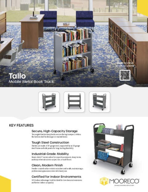 Tallo Mobile Metal Book Truck Feature Sheet