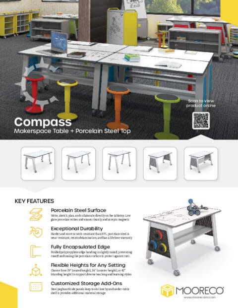 Compass Makerspace Table + Porcelain Steel Top Feature Sheet