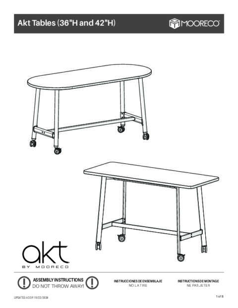 Akt Tables 36H 42H Assembly Instruction