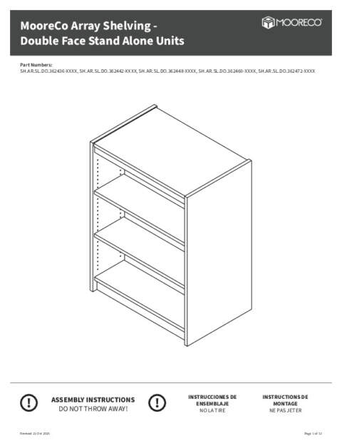 Array Shelving Stand Alone Unit (Double Sided) Assembly Instructions