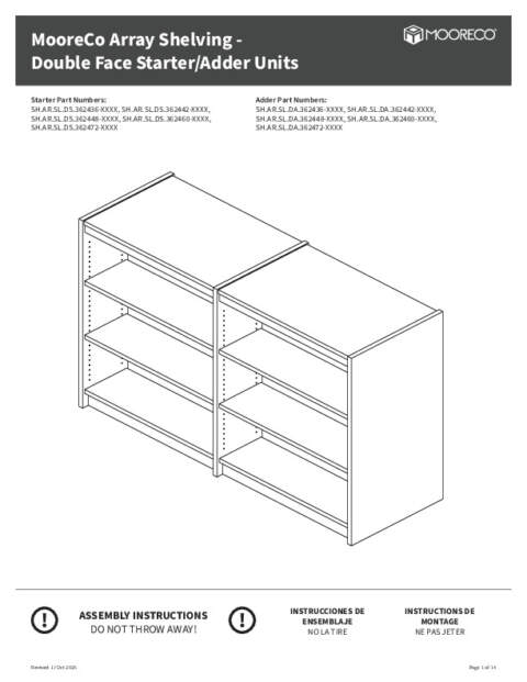 Array Shelving Starter / Ender / Adder Unit (Double Sided) Assembly Instructions