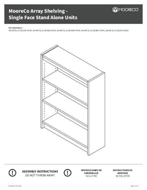 Array Shelving Stand Alone Unit (Single Sided) Assembly Instructions
