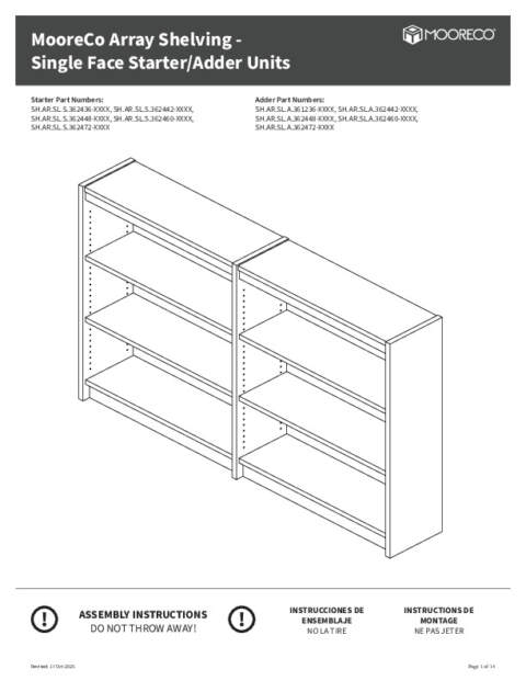 Array Shelving Starter / Ender / Adder Unit (Single Sided) Assembly Instructions