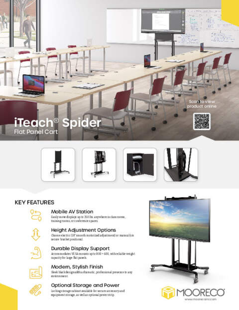 iTeach Spider Flat Panel Cart Feature Sheet