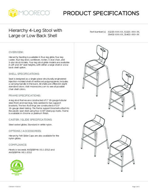 Hierarchy 2.0 4-Leg Stool Spec Sheet