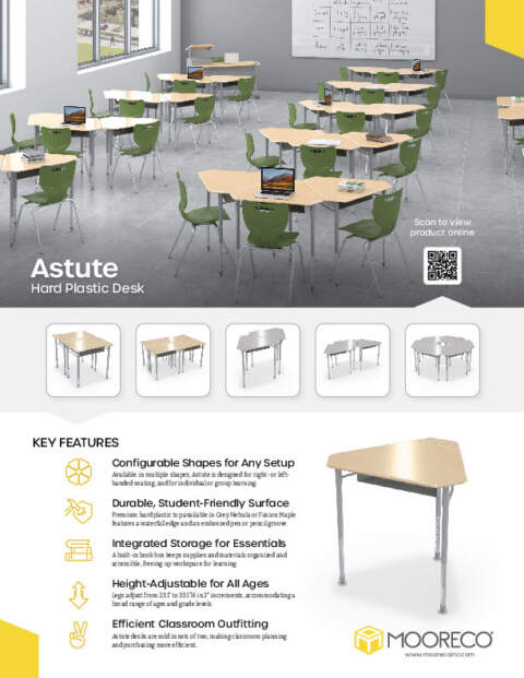 Astute Hard Plastic Desk – Small Monroe Feature Sheet