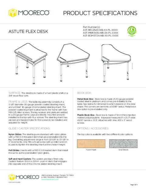 Astute Flex Desk Spec Sheet
