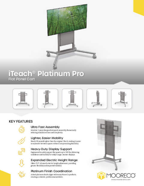 iTeach Platinum Pro Flat Panel Cart Feature Sheet