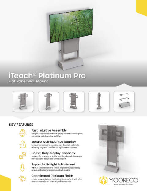 iTeach Platinum Pro Flat Panel Wall Mount Feature Sheet