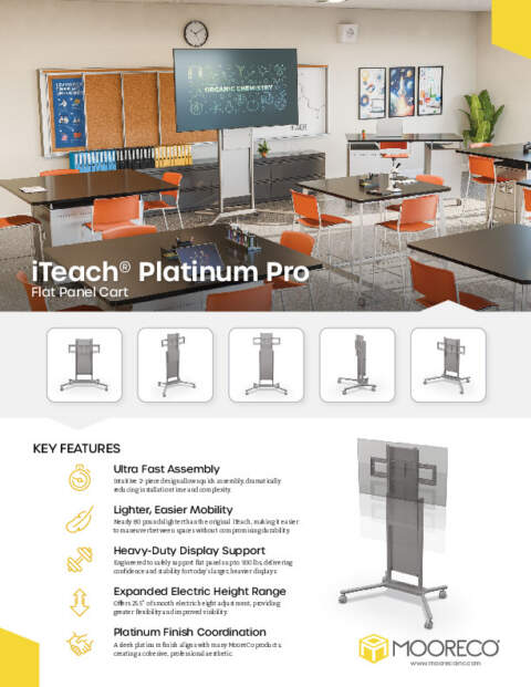 iTeach Platinum Pro Flat Panel Cart Feature Sheet